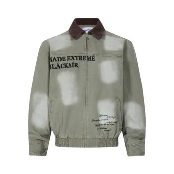 Экстремальная вышивка, куртка Detroit, винтажная роскошная мужская зимняя куртка грязного кроя