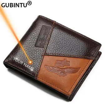 Мужские кошельки GUBINTU из натуральной кожи с карманом для монет на молнии, настоящий мужской кожаный кошелек с монетой, высококачественный мужской кошелек Eagle