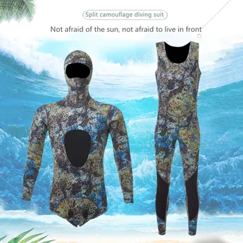 2шт Раздельный гидрокостюм для плавания 1,5 мм/3 мм из неопрена Теплый Серфинг Мужской водолазный костюм Мужчины Гидрокостюмы для предотвращения медуз Аксессуары для дайвинга