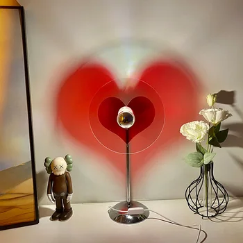 Ослепительный цвет Акриловая настольная лампа своими руками Красивая Романтическая форма сердца Радужный светодиодный ночник