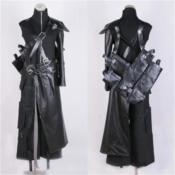 Final Fantasy VII Косплей Cloud Strife, костюм, мужская черная униформа с перчатками, костюмы для ролевых игр на Хэллоуин, Карнавал.
