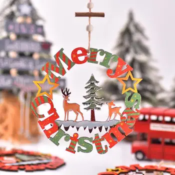 Подвесное украшение для Рождественской елки, Снеговик, Пятнистый олень, Подвеска с буквами, Выдолбленное деревянное рождественское украшение, Подвеска