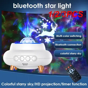 1/2 / 3ШТ светодиодный проектор Звездного Неба Galaxy Night Light Рождественский Лось Проекционная лампа для водной волны Атмосферные ночники Музыкальный плеер
