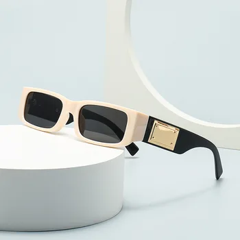 Роскошные брендовые дизайнерские солнцезащитные очки в прямоугольной оправе, женские для мужчин, модные Классические солнцезащитные очки в стиле панк, винтажные металлические квадратные оттенки