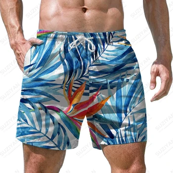 Летние мужские пляжные шорты с 3D-принтом кокосовой пальмы, гавайские повседневные пляжные брюки, мужские быстросохнущие шорты большого размера