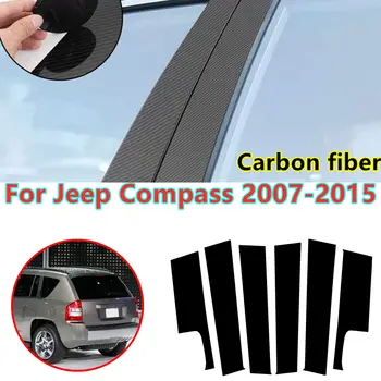 6 шт. Накладка на оконную стойку из углеродного волокна для Jeep Compass 2007 2008 2009 2010 2011 2012 2013 2014 2015