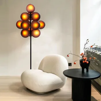 Современный дизайн Декор гостиной Напольный светильник Хроматический Цвет Стекла с резьбой Прикроватные тумбочки для спальни Лампы E27 для внутреннего освещения