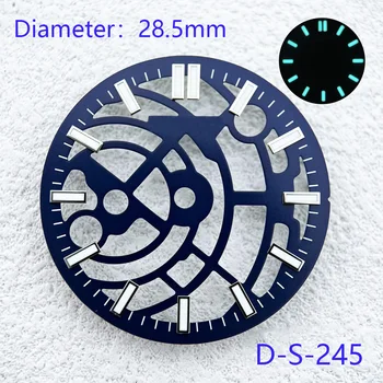 28,5 мм Циферблат Синий Светящийся Прозрачный механические Часы Аксессуары С Логотипом S Аксессуары для Автоматического Механизма NH70