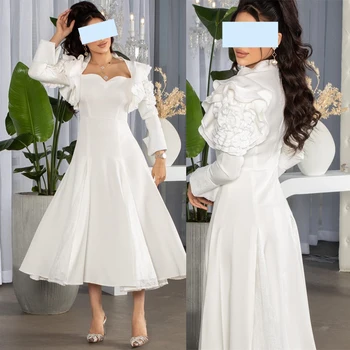 Белое платье для выпускного вечера трапециевидной формы с квадратным вырезом, длинным рукавом и оборками, Вечерние платья длиной до щиколоток, простое вечернее платье Vestidos