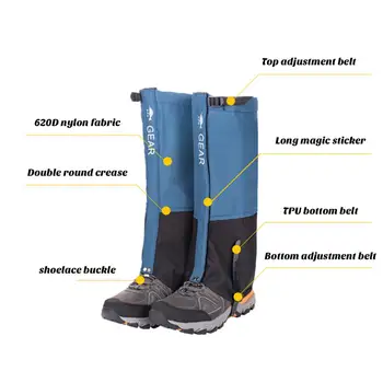 Водонепроницаемые гетры для ног, Дышащие водостойкие гетры для ног, Регулируемые щитки для снегоступов для кемпинга, пеших прогулок, 1 пара