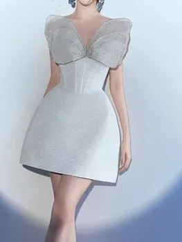 Новое Модное Летнее платье с 3D бантом и бриллиантовыми блестками Для женщин, Легкие Роскошные платья для подиума, Женская одежда Vestidos