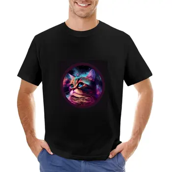 Футболка с котенком на тему галактики, футболки, мужская футболка