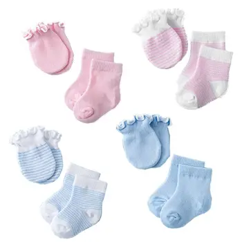 4 Пары детских носков и перчаток для новорожденных, варежки без царапин