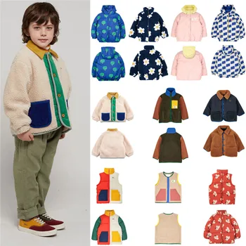 Детское пальто 2023AW до н.э. Многофункциональная хлопковая куртка на толстой молнии для девочек, зимняя одежда из овечьей шерсти для мальчиков с обеих сторон