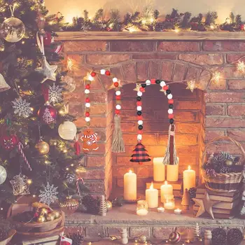 Кисточка из деревянных бусин, Молитвенные четки, Деревенский дом, нитка из бусин из натурального дерева, подвешенная на стену Для украшения Рождественских свадебных вечеринок
