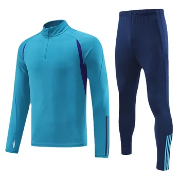 Быстросохнущая футбольная тренировочная одежда на молнии, одежда для бега, Мужской спортивный костюм, Длинные рукава, Длинные брюки