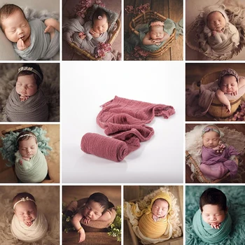 Детские обертывания Стрейч Реквизит для фотосъемки новорожденных Одеяло Обертывание из органического хлопка Мягкие Детские фотообертывания Для новорожденных Тканевые Аксессуары