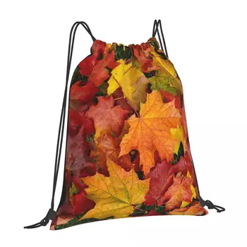 Осень Осенние листья Персонализированные сумки на шнурке Подходящие для школьных походов, приключений, тренажерного зала, Повседневная сумка на шнурке