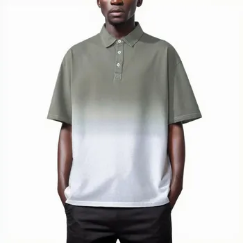 Мужская летняя уличная повседневная футболка с короткими рукавами и отворотом на пуговицах, свободная повседневная мужская футболка, уличная спортивная одежда