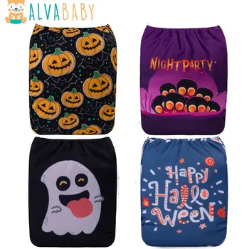 Тканевые подгузники Halloween U Pick ALVABABY, детские многоразовые моющиеся тканевые подгузники со вставкой из микрофибры 1шт.