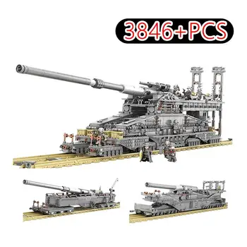 10005 Немецких строительных блоков Gustav Heavy Dora, военная железнодорожная пушка, модель танка, кирпичи, игрушки, подарки для детей 3846 шт.