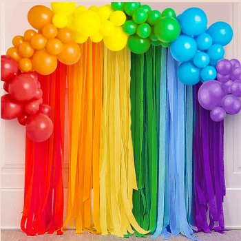 Арка с гирляндой из воздушных шаров из радужной Крепированной бумаги, украшение для вечеринки для мальчиков и девочек на Первый 5-й День Рождения, Юбилейные Свадебные Воздушные шары, Детский Душ