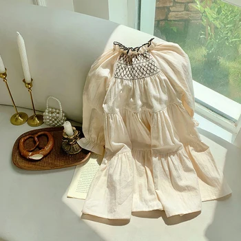 Осеннее платье для девочки с индивидуальным эластичным вырезом, детская одежда 2023 года, весеннее хлопчатобумажное платье с длинными рукавами для девочки, платье для торта