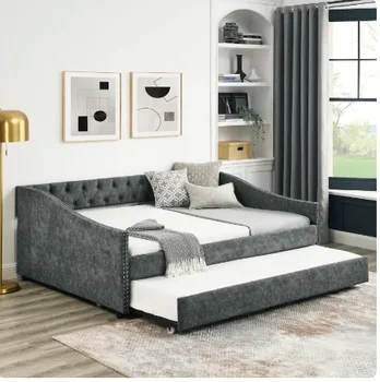 Полноразмерная кушетка с Раскладным диваном-кроватью Twin Size, обитым ворсом, с кнопкой на спинке для гостиной, мебель для спальни