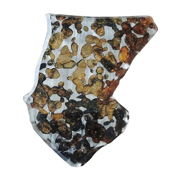 43,6 г Ломтиков сеймчанского палласита, оливкового метеорита, коллекция нарезок из натурального метеоритного материала - Из Кении - TA267
