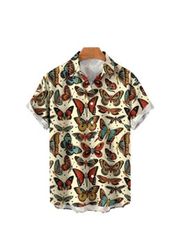 Летняя мужская Гавайская рубашка С коротким рукавом, 3D Печать, аниме-узор, Черная Социальная Мужская Повседневная одежда оверсайз, Цветочная Блузка, Мода