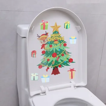 Наклейки на стену в подарок на Рождественскую елку, Оконное стекло, наклейка на туалет, украшение ванной комнаты, Самоклеящийся Съемный Водонепроницаемый Противообрастающий