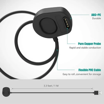 Зарядное устройство для смарт-часов Suunto 7 с магнитным USB-кабелем для зарядки 39,37 дюйма/100 см Аксессуары для зарядного устройства для смарт-часов