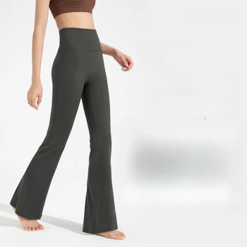 Антибактериальные расклешенные штаны для йоги с логотипом Athena, женские брюки из лайкры с высокой талией, широкие брюки для бедер, спортивные брюки для фитнеса с микротягиванием