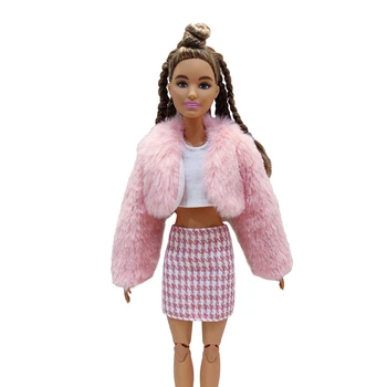 Кукольная одежда Новая 30 см 1/6 Розовая плюшевая куртка Аксессуары для повседневной носки Одежда для куклы Барби