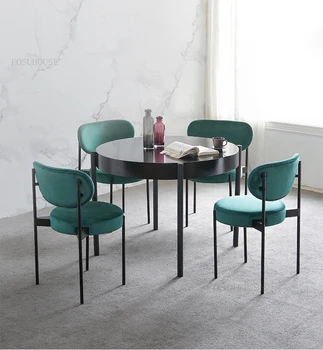 Скандинавские обеденные стулья Дизайнерские Льняные/бархатные подушки в виде Хаундстута, Стул с высокими ножками, Мебель для домашней кухни, Обеденный стул A