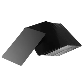 100 ШТ Черного алюминиевого сплава с гравировкой на визитной карточке из металла Толщиной 0,2 мм