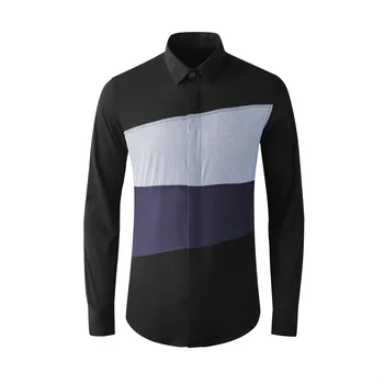 Высококачественные Роскошные ювелирные изделия, Модная Мужская Повседневная рубашка на потайных пуговицах с пользовательским логотипом, цветной блок