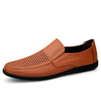 Мужская обувь, Модные Лоферы, Мужская Удобная Мужская кожаная обувь, натуральная обувь для лодочек, Обувь с дырками, мужская повседневная обувь в стиле ретро ручной работы