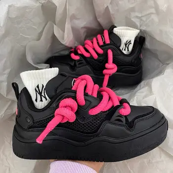Спортивная обувь в стиле ретро, женские, мужские, черные, розовые, массивные кроссовки, уличная обувь в стиле хип-хоп