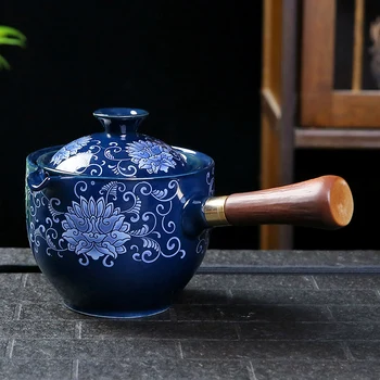 Новый стиль Керамический Стеклянный чайник Китайский чайник Gongfu с чаем, вращающийся на 360 Градусов, Автоматический Чайник с одним горшком Для чая