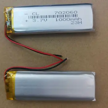 литиевая батарея 3,7 В 2 провода 702060 1000 мАч с платой защиты, используется для Bluetooth MP4 1 шт./лот
