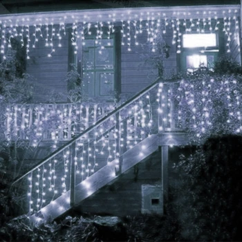 ЕС 2024 Рождественский занавес в виде сосулек, светодиодные гирлянды, опускающиеся на 0,6-0,8 м, украшение для дома, гирлянда, вечеринка на открытом воздухе, Декор дома