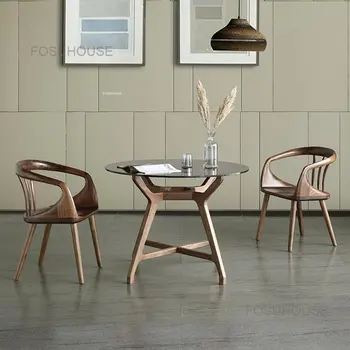 Скандинавское Дизайнерское Кресло для отдыха, Стулья для гостиной из массива дерева, Бытовая мебель, Простая Современная Кухня, Обеденный стул, Диван, кресло