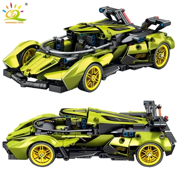 Технологичная модель спортивного автомобиля Lambor Строительные блоки V12 GT Знаменитый гоночный Суперкар Кирпичи Городская Строительная игрушка для детей Мальчик