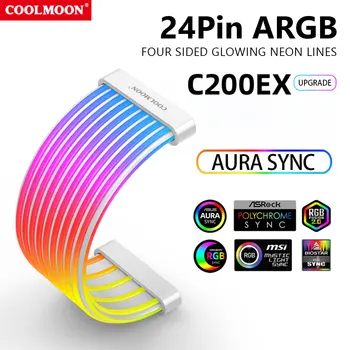 COOLMOON RGB LED Light Strip Bar ARGB Sync PC GPU Кабель 8Pin / 24Pin GPU Видеокарта Удлинитель Шнур питания