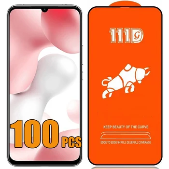 100шт 111D Закаленное Стекло 9H Полное Клеевое Покрытие Защитная Пленка Для Экрана Xiaomi Redmi 12 12C 11 11A 10 10A 10C 9 9A 9C 9T K60 Pro