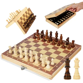 деревянный набор для шахмат 29x29 см, развивающий стратегическое мышление, Складная шахматная доска, лучшие подарки, деревянная настольная игра, нетоксичная для мальчиков и девочек