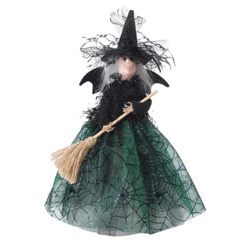 Тема фестиваля мини-фигурки ведьмы на Хэллоуин 11-дюймовая статуя ведьмы с юбкой из паутины для вечеринок в помещении и на открытом воздухе, фестивалей в барах