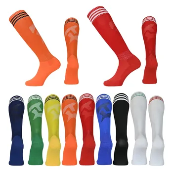 Спортивные футбольные носки унисекс Для взрослых и детей, дышащий футбол с 3 полосками выше колена, Тренировочный длинный чулок, полотенце, нижний носок