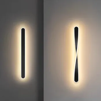 Современный светодиодный настенный светильник в минималистичном стиле из черного золота, длинный декоративный светильник для спальни, прикроватных тумбочек, фоновых светильников для гостиной